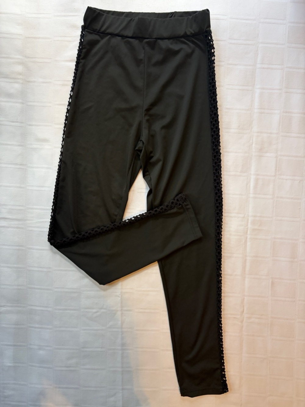 Poof! Black Lace-Trim Leggings